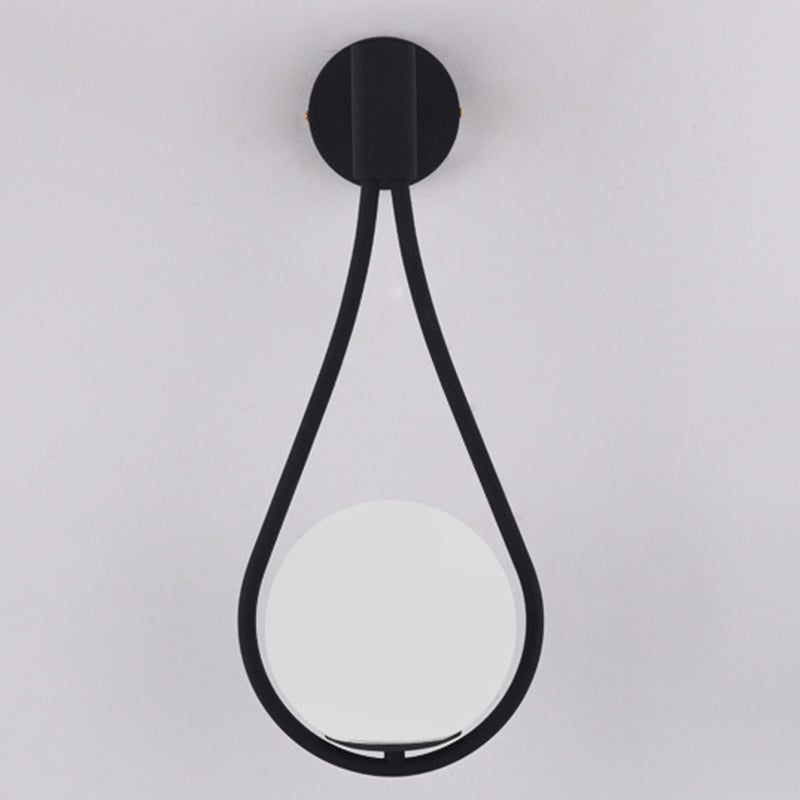 Round Drop Shape Orb Iron Glass 1-Light Wall Sconce Lamp