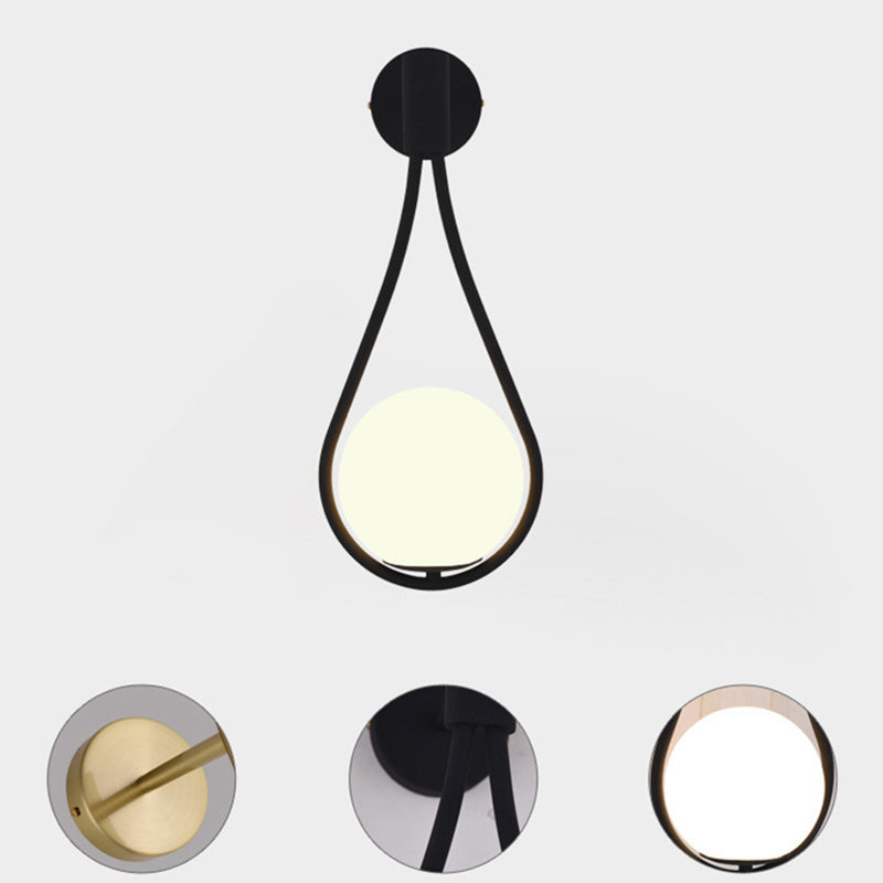 Round Drop Shape Orb Iron Glass 1-Light Wall Sconce Lamp