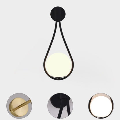 Round Drop Shape Orb Iron Glass 1-Light Wall Sconce Lamp