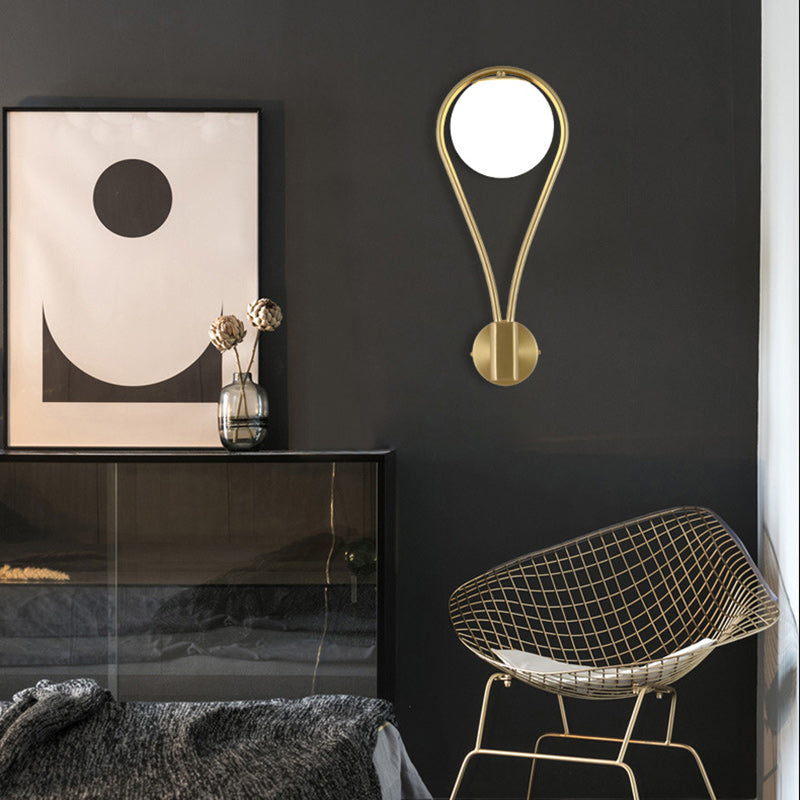Round Drop Shape Orb Iron Glass 1-Light Wall Sconce Lamp