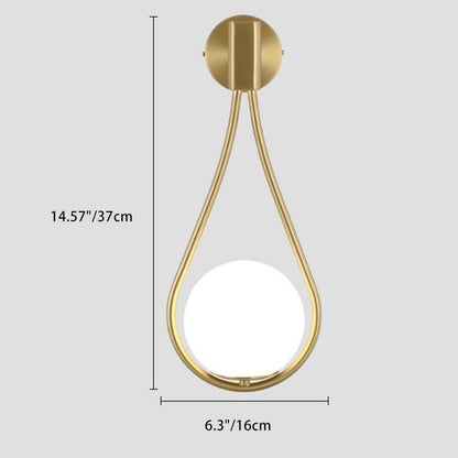 Round Drop Shape Orb Iron Glass 1-Light Wall Sconce Lamp