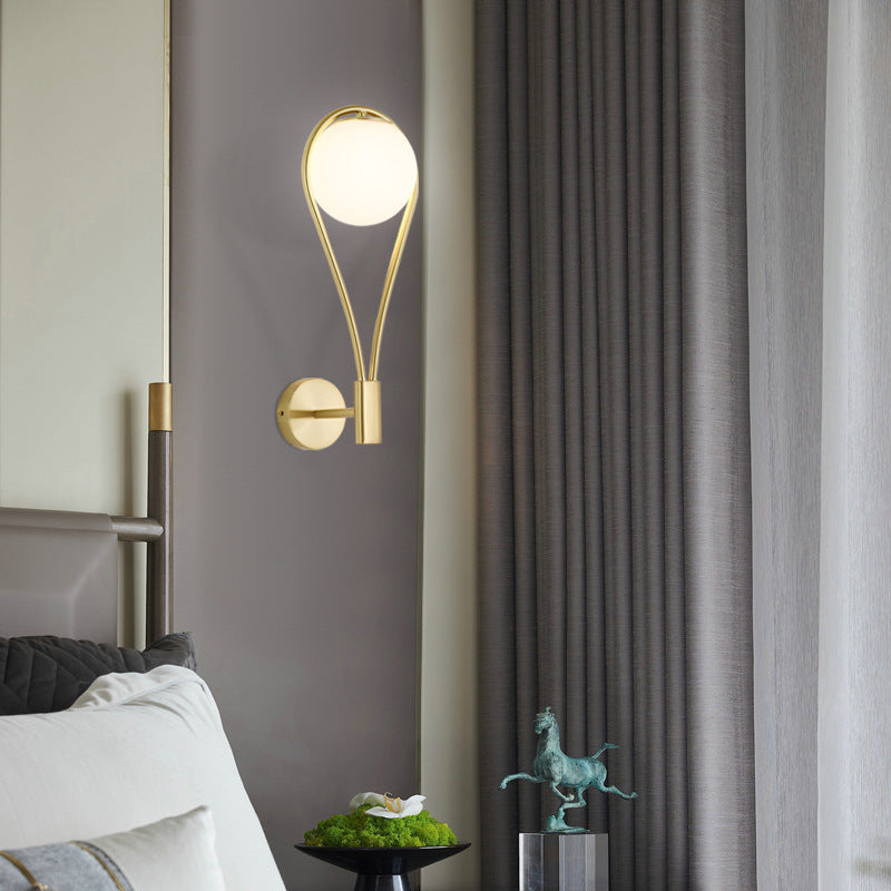 Round Drop Shape Orb Iron Glass 1-Light Wall Sconce Lamp