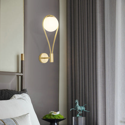Round Drop Shape Orb Iron Glass 1-Light Wall Sconce Lamp