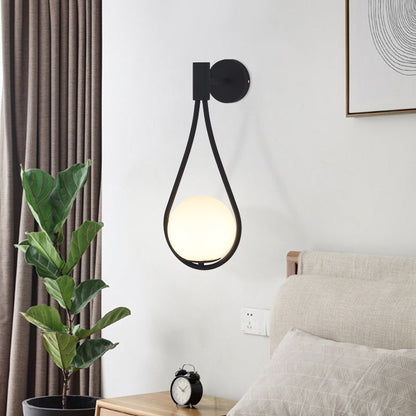 Round Drop Shape Orb Iron Glass 1-Light Wall Sconce Lamp