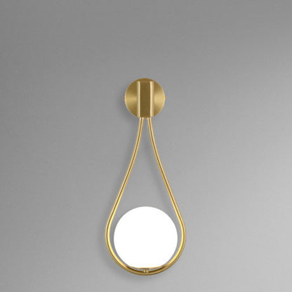 Round Drop Shape Orb Iron Glass 1-Light Wall Sconce Lamp