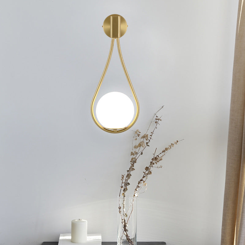 Round Drop Shape Orb Iron Glass 1-Light Wall Sconce Lamp