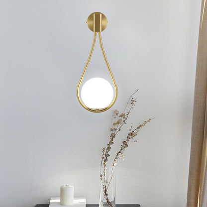 Round Drop Shape Orb Iron Glass 1-Light Wall Sconce Lamp