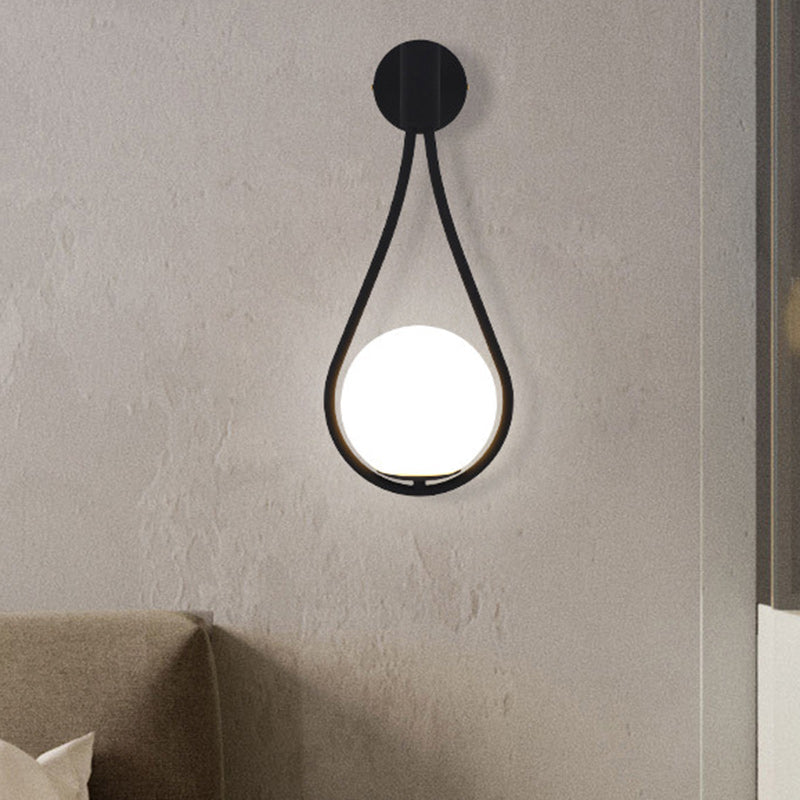 Round Drop Shape Orb Iron Glass 1-Light Wall Sconce Lamp