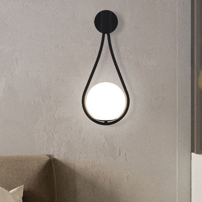 Round Drop Shape Orb Iron Glass 1-Light Wall Sconce Lamp