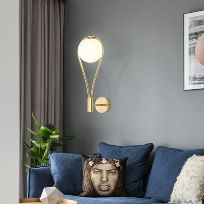 Round Drop Shape Orb Iron Glass 1-Light Wall Sconce Lamp