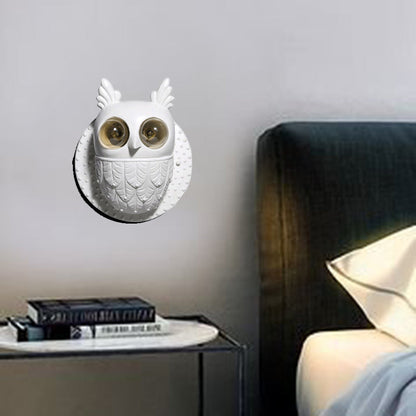 Creative Owl Shape Oval Resin 2-Light Wall Sconce Lamp