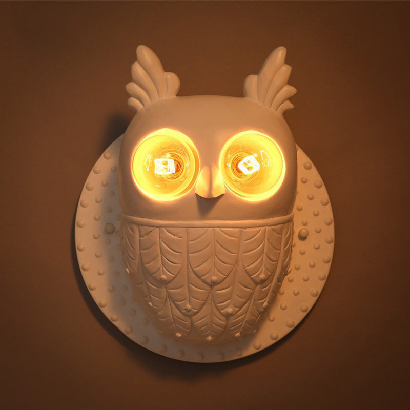 Creative Owl Shape Oval Resin 2-Light Wall Sconce Lamp