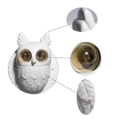 Creative Owl Shape Oval Resin 2-Light Wall Sconce Lamp