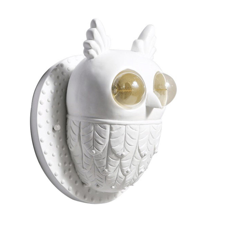 Creative Owl Shape Oval Resin 2-Light Wall Sconce Lamp