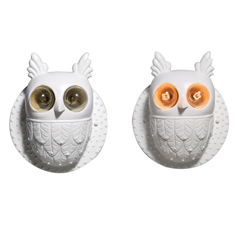 Creative Owl Shape Oval Resin 2-Light Wall Sconce Lamp