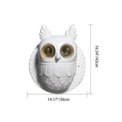 Creative Owl Shape Oval Resin 2-Light Wall Sconce Lamp