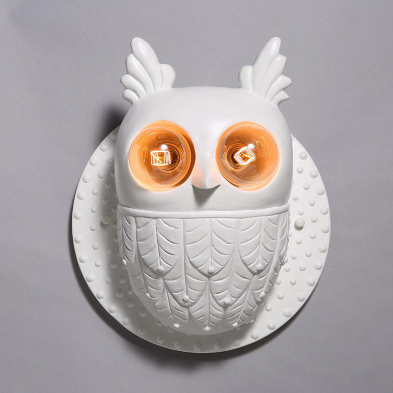 Creative Owl Shape Oval Resin 2-Light Wall Sconce Lamp