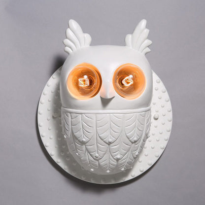 Creative Owl Shape Oval Resin 2-Light Wall Sconce Lamp