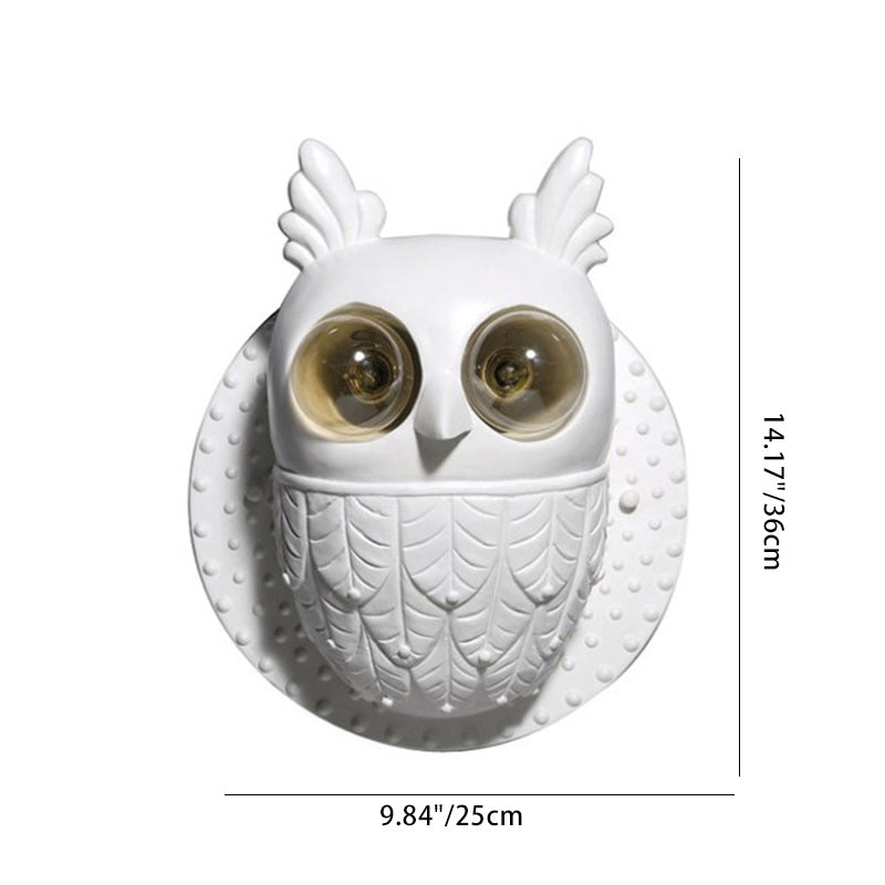 Creative Owl Shape Oval Resin 2-Light Wall Sconce Lamp