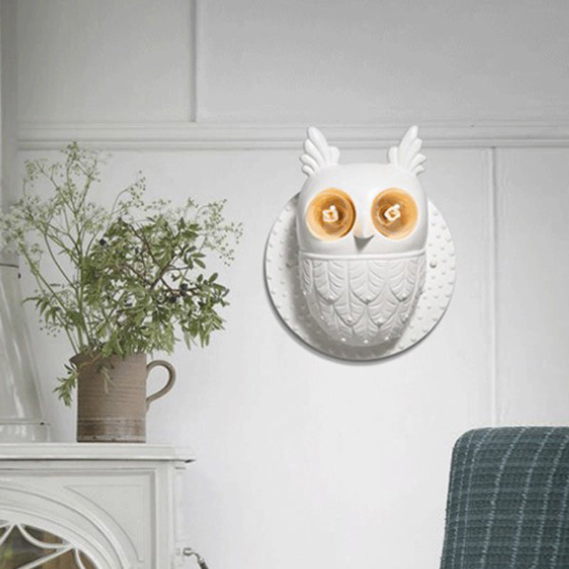 Creative Owl Shape Oval Resin 2-Light Wall Sconce Lamp