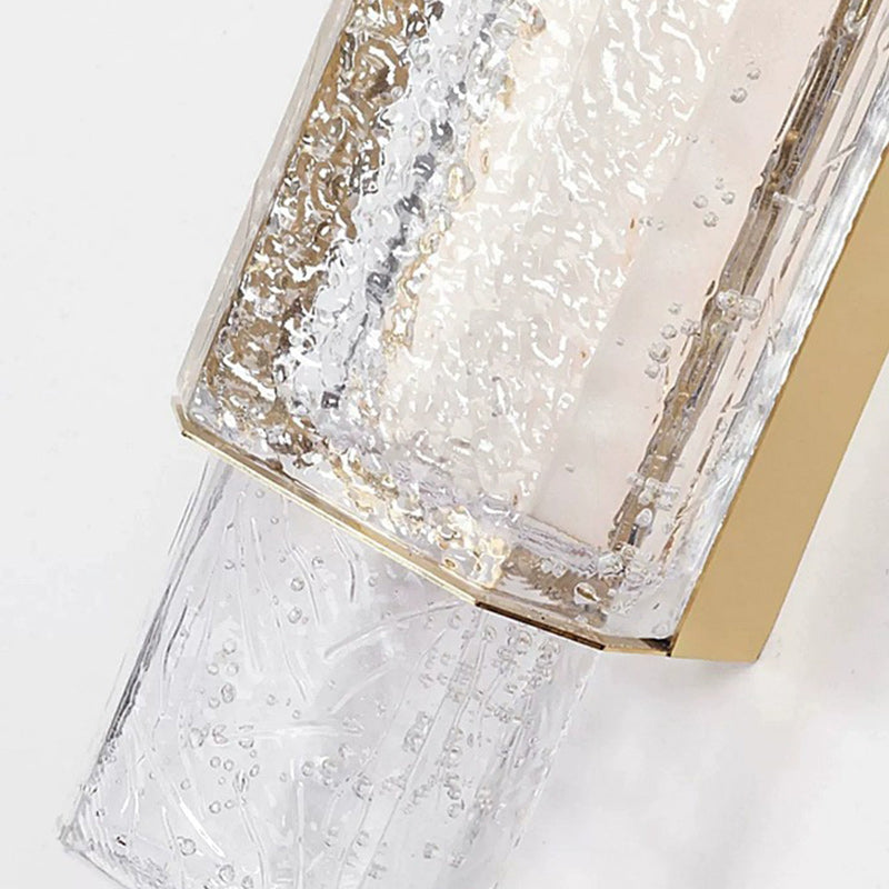 Rectangular Stainless Steel Bubble Crystal Wall Sconce Lamp