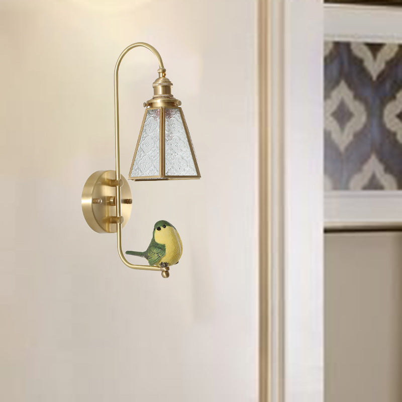 Mid-Century Copper Resin Glass 1-Light Wall Sconce Lamp