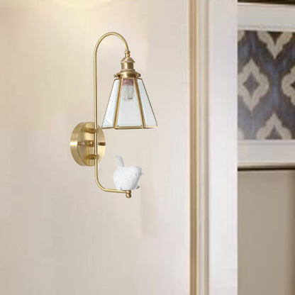 Mid-Century Copper Resin Glass 1-Light Wall Sconce Lamp