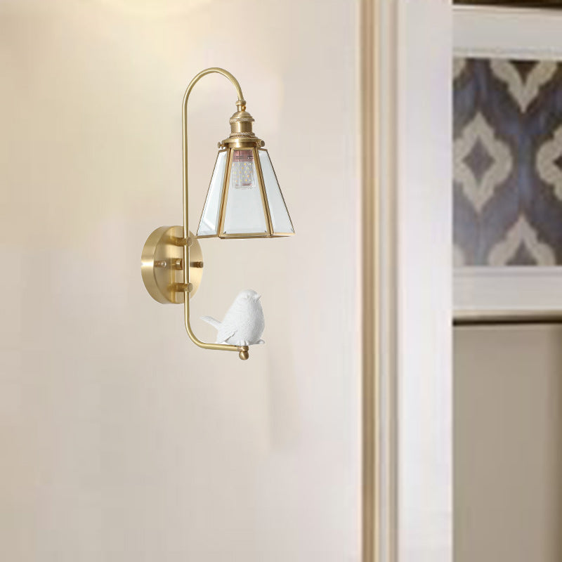 Mid-Century Copper Resin Glass 1-Light Wall Sconce Lamp