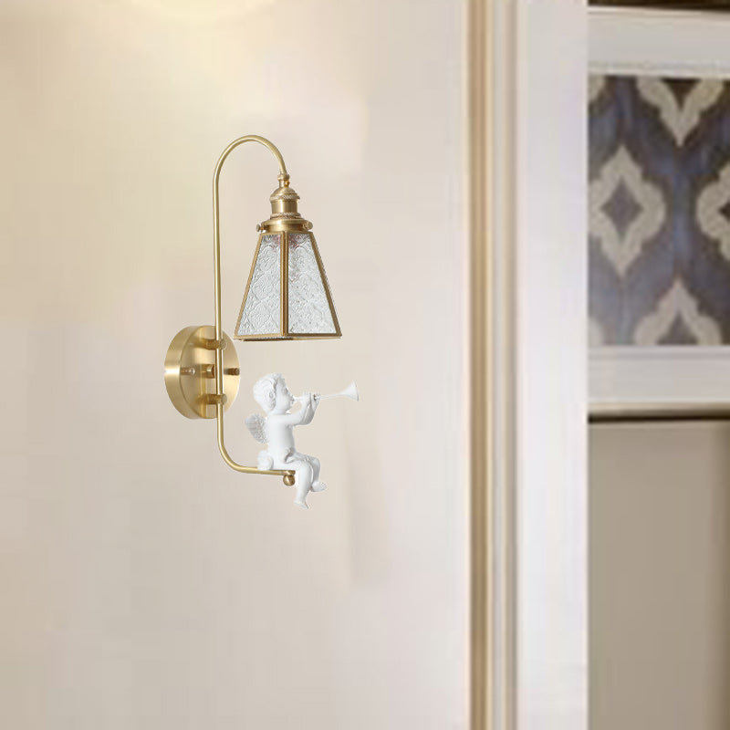 Mid-Century Copper Resin Glass 1-Light Wall Sconce Lamp