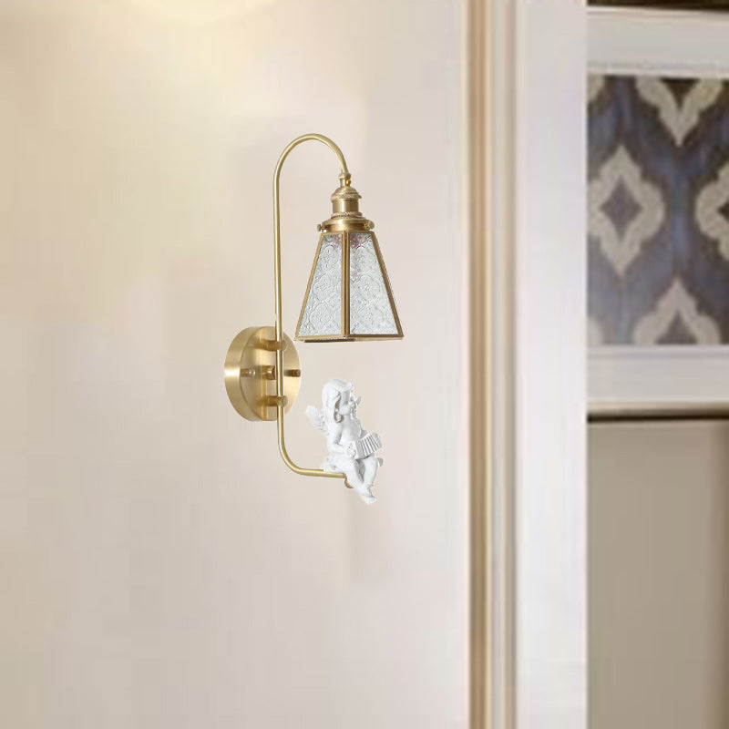Mid-Century Copper Resin Glass 1-Light Wall Sconce Lamp