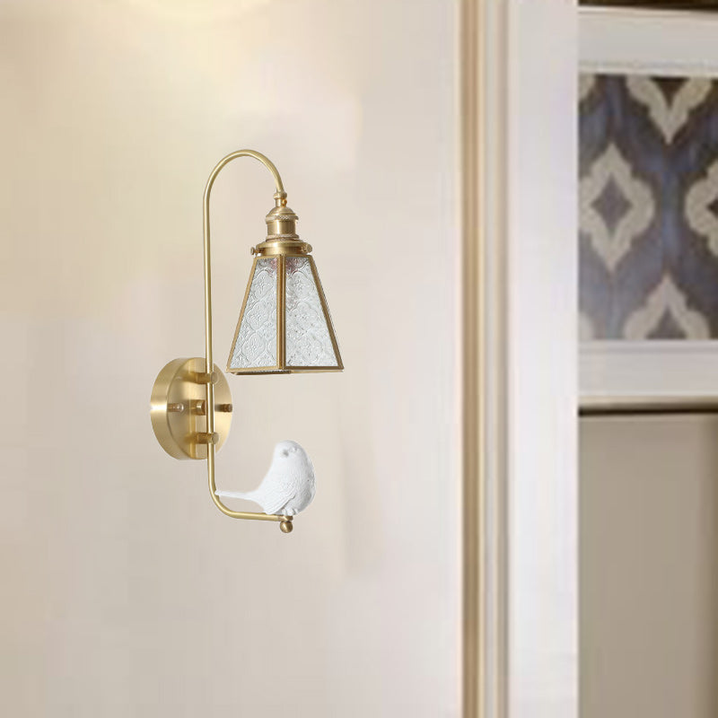 Mid-Century Copper Resin Glass 1-Light Wall Sconce Lamp
