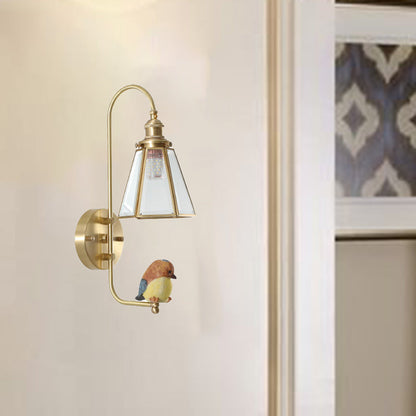 Mid-Century Copper Resin Glass 1-Light Wall Sconce Lamp