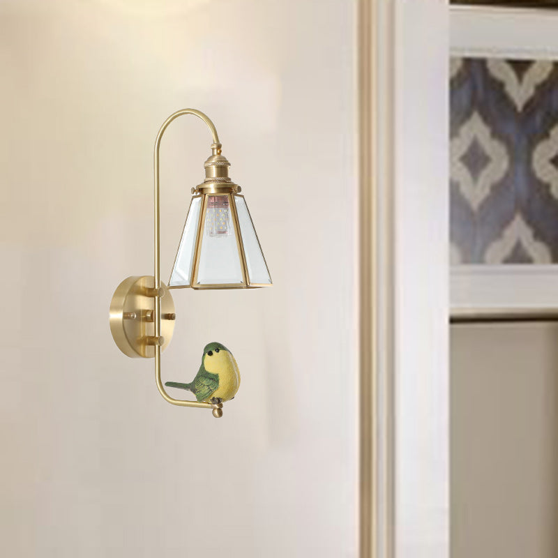 Mid-Century Copper Resin Glass 1-Light Wall Sconce Lamp
