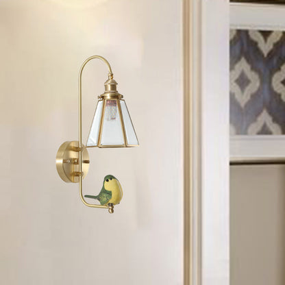 Mid-Century Copper Resin Glass 1-Light Wall Sconce Lamp