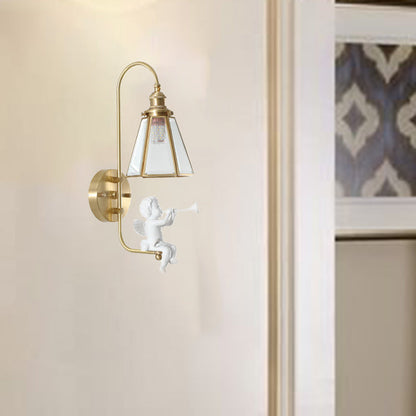 Mid-Century Copper Resin Glass 1-Light Wall Sconce Lamp