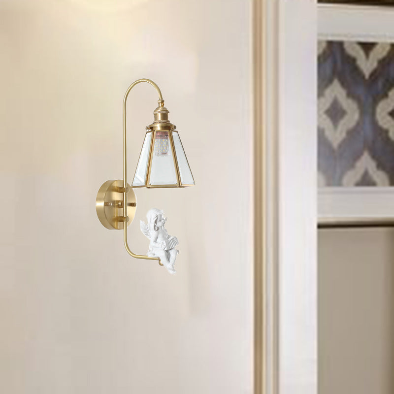Mid-Century Copper Resin Glass 1-Light Wall Sconce Lamp