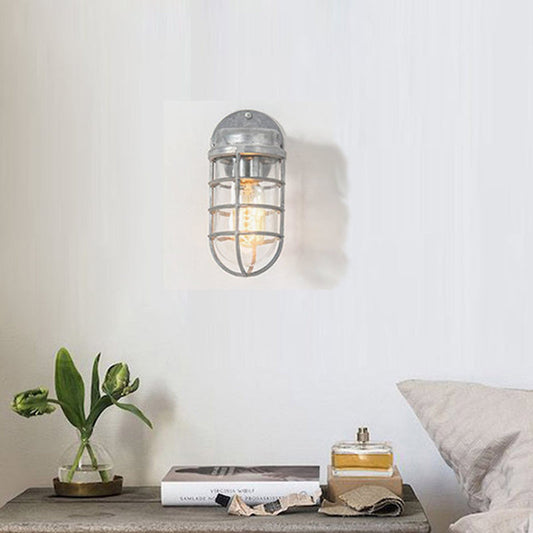 Industrial Cylinder Aluminum Glass 1-Light Wall Sconce Lamp