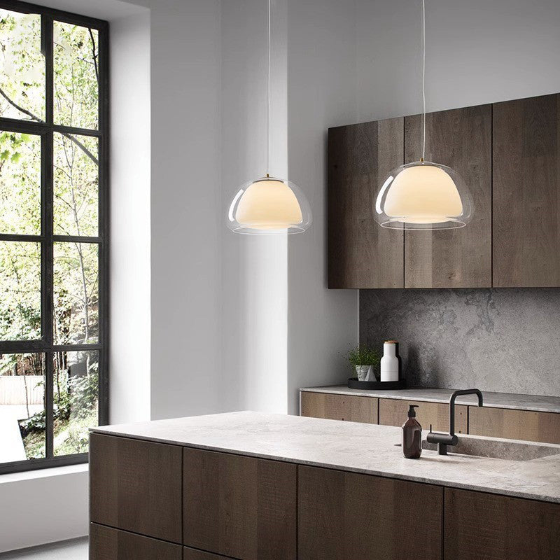 Contemporary Glass Iron Pendant Light
