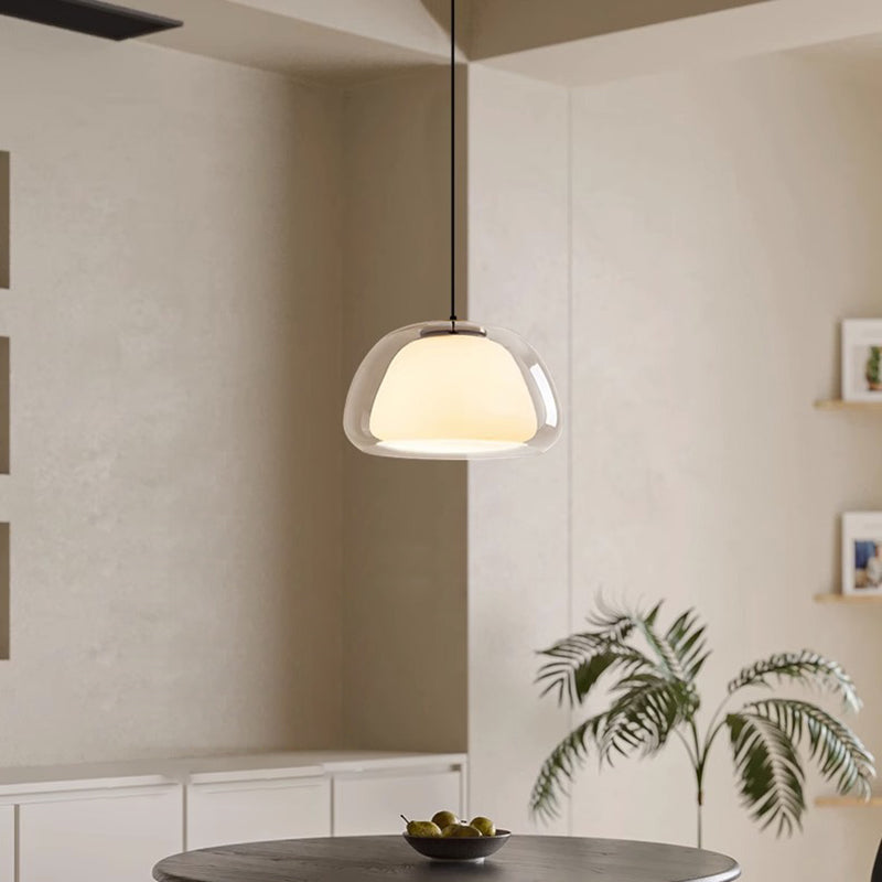 Contemporary Glass Iron Pendant Light