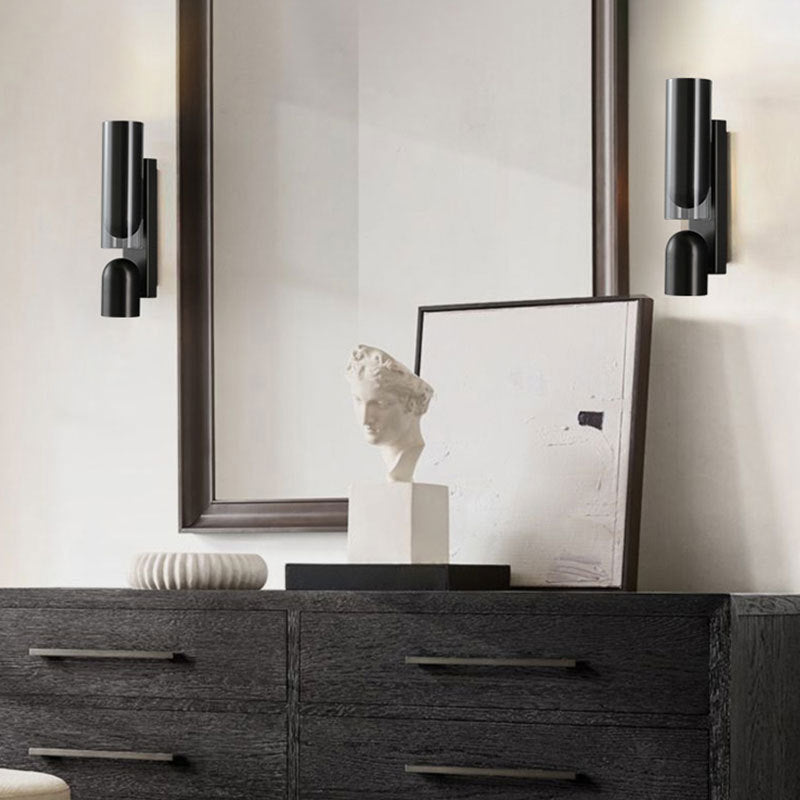 Scandinavian Steel Iron Glass 2-Light Wall Sconce Lamp
