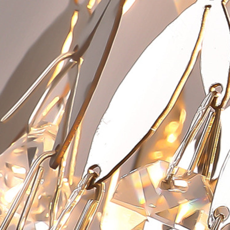 Round Stainless Steel Crystal 1-Light Wall Sconce Lamp