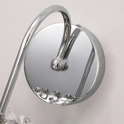 Round Stainless Steel Crystal 1-Light Wall Sconce Lamp