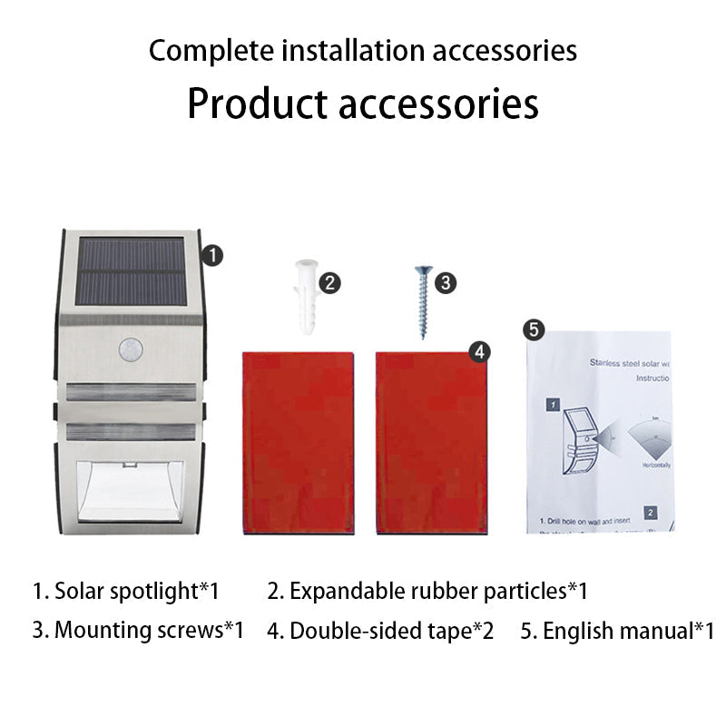 Solar ABS PC Stainless Steel LED Wall Sconce Lamp