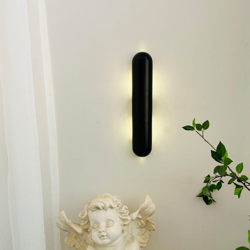Modern Minimalist Oval Linear Iron 2-Light Wall Sconce Lamp