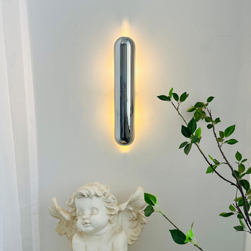 Modern Minimalist Oval Linear Iron 2-Light Wall Sconce Lamp