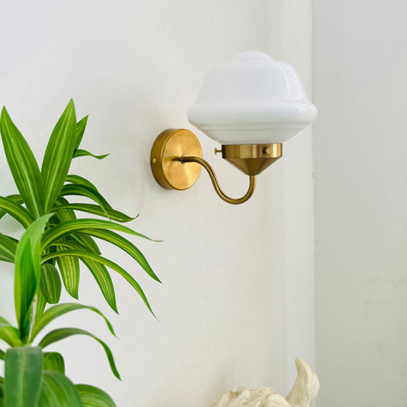 Mid-Century Round Oval Iron Glass 1-Light Wall Sconce Lamp