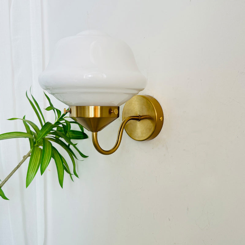 Mid-Century Round Oval Iron Glass 1-Light Wall Sconce Lamp