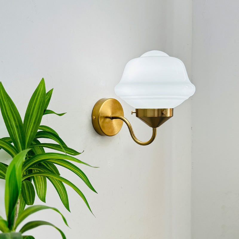 Mid-Century Round Oval Iron Glass 1-Light Wall Sconce Lamp
