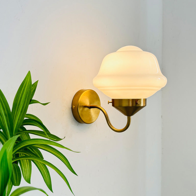 Mid-Century Round Oval Iron Glass 1-Light Wall Sconce Lamp