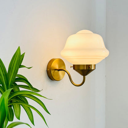 Mid-Century Round Oval Iron Glass 1-Light Wall Sconce Lamp